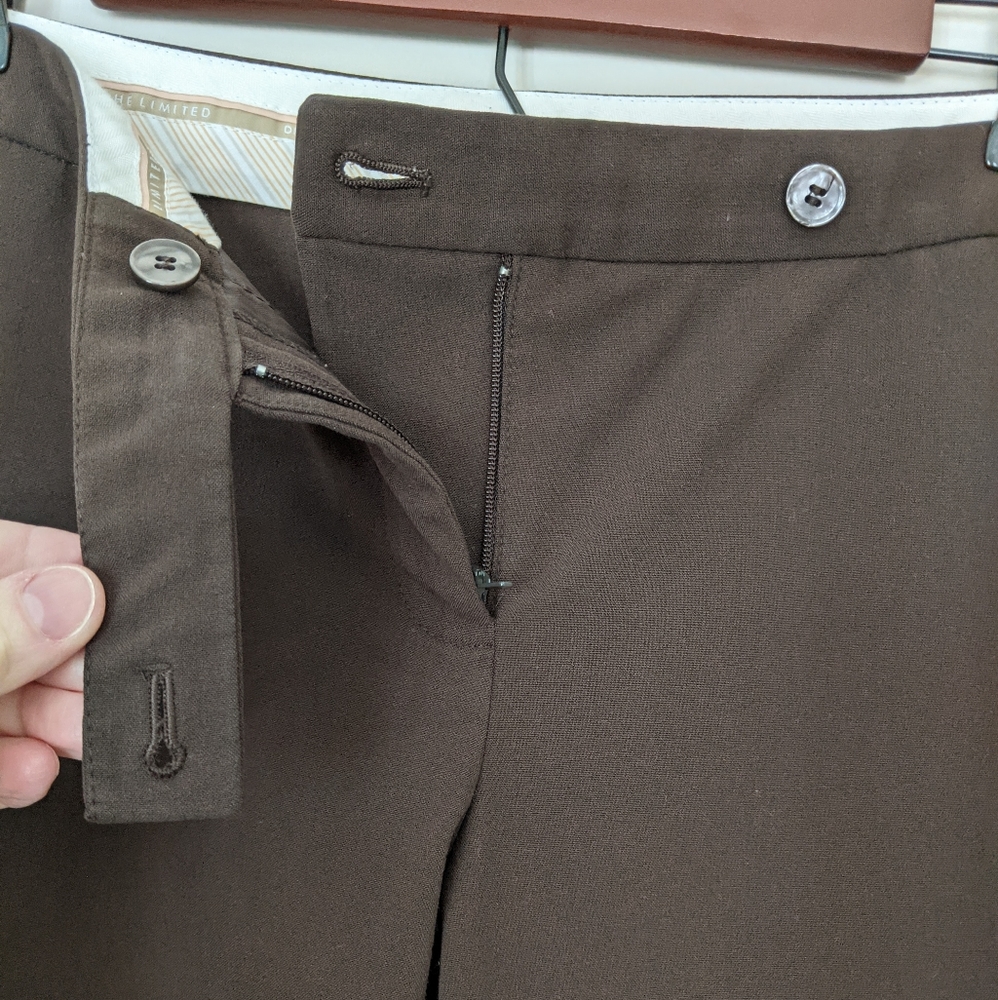 Women's Dark Brown Cropped Dress Pants - Picture 3 of 6